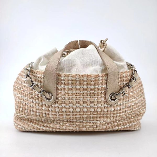 Deauville Chanel Deauville Chain Shoulder Bag Beige Raffia and Tweed