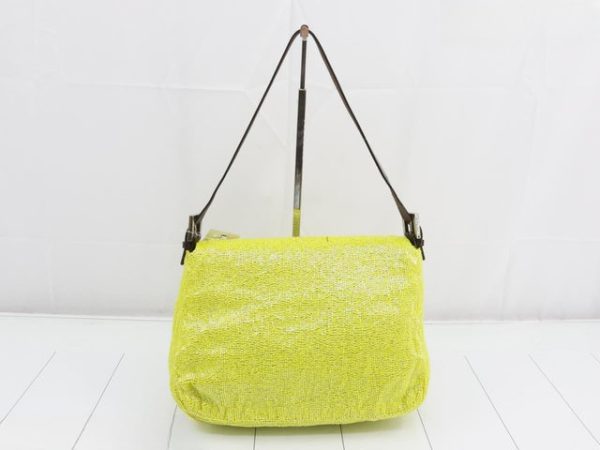 Baguette Fendi Mamma Baguette Lemon Yellow Beaded Shoulder Bag