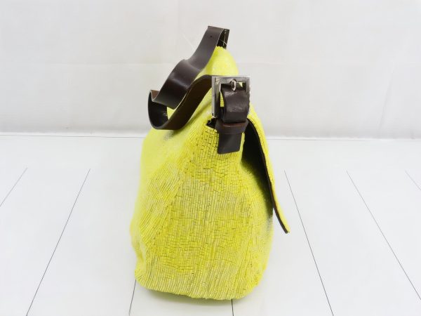 1709211510384f67782e5346c0a69c6c651f828aab Fendi Mamma Baguette Lemon Yellow Beaded Shoulder Bag