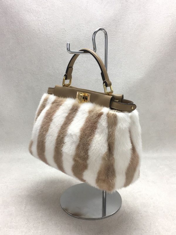 2 Fendi Shoulder Bag Leather Peekaboo Mini Beige