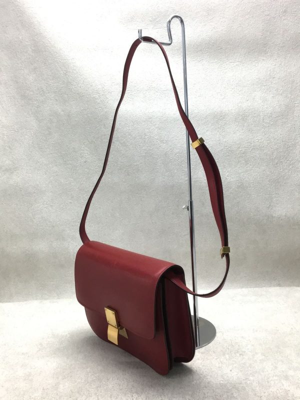 2 Celine Classic Shoulder Bag Leather Red