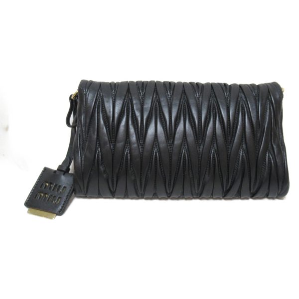 2 Miu Miu Matelasse Shoulder Bag Leather Black