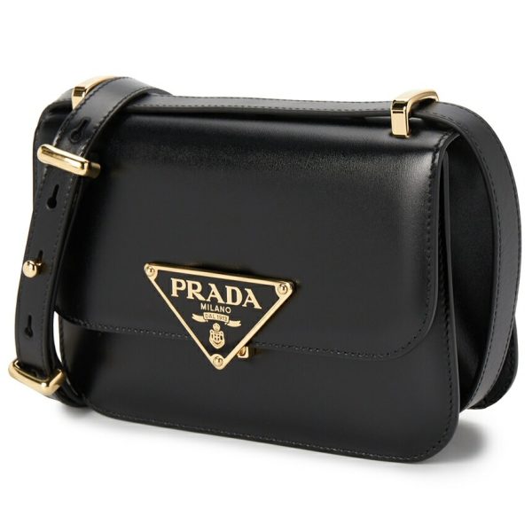 2 Prada Triangle Logo Shoulder Bag Black