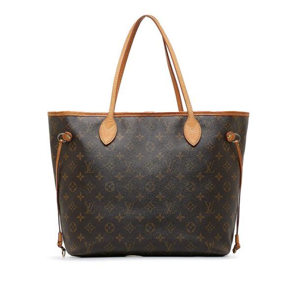 2 Louis Vuitton Monogram Neverfull MM Tote Bag Leather Brown