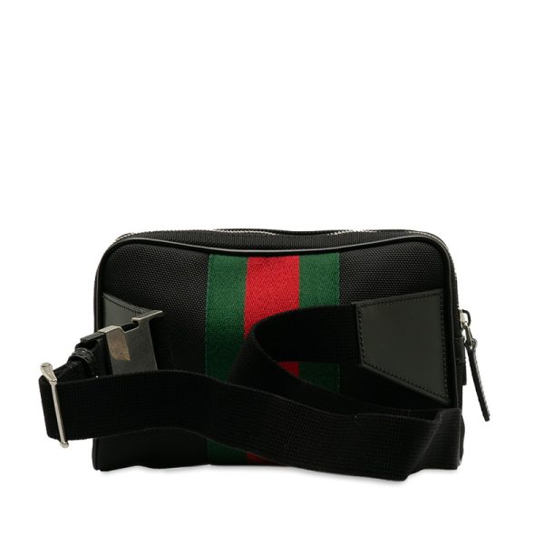 2 Gucci Sherry Line Body Bag Canvas Leather Black