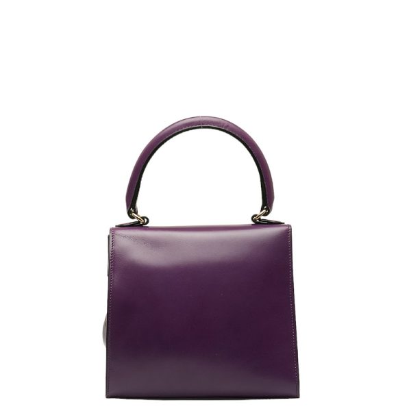 2 Celine Handbag Shoulder Bag 2way Leather Purple