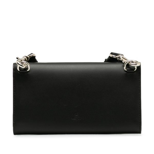 2 Valentino Wallet Shoulder Bag 2way Leather Black