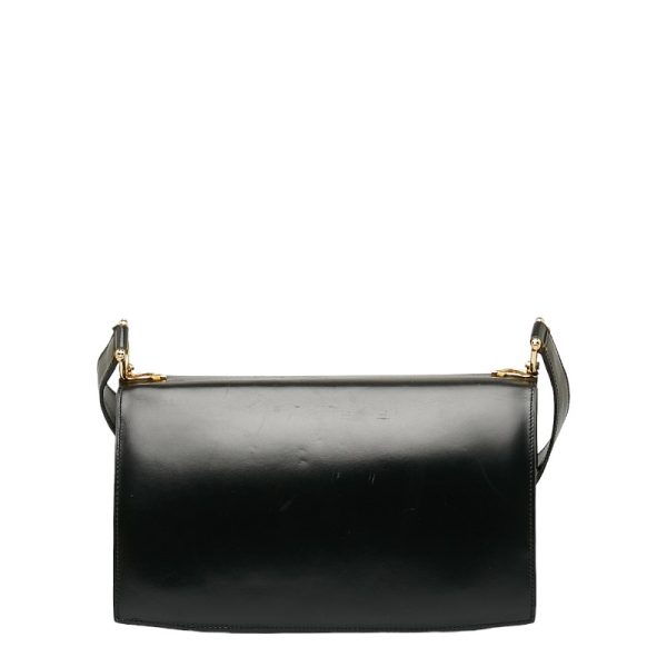 2 Celine Carriage Metal Shoulder Bag Leather Black