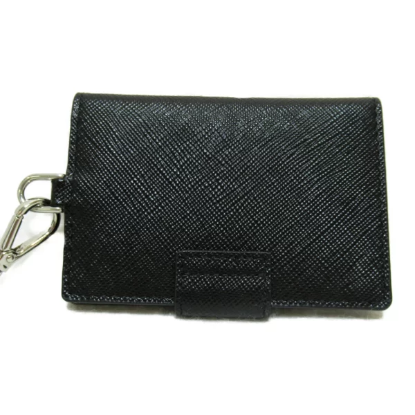 2101217362528 1 PRADA Card Case With Strap Saffiano Leather Mens Womens Black