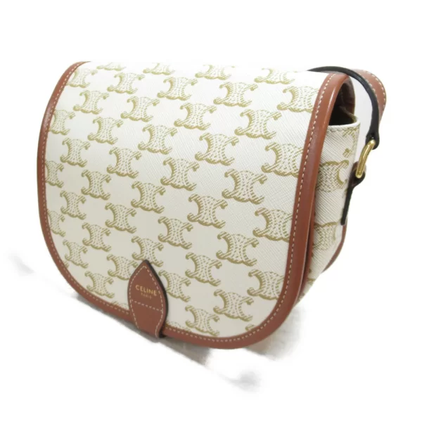 2101217427678 4 CELINE PVC Coated Canvas Womens Shoulder Bag WhiteBrown