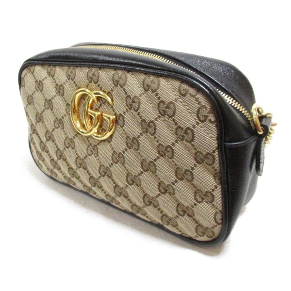 2101217770125 4 Gucci Shoulder Bag Leather GG Canvas Beige Black