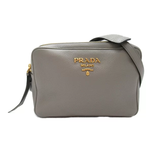 2101217770675 3 PRADA Leather Ladies Shoulder Bag Gray