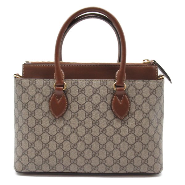 2101217772808 2 Gucci GG Supreme 2way Tote Bag Canvas Beige Brown