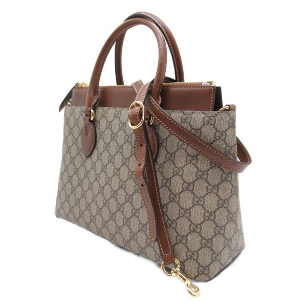 2101217772808 3 Gucci GG Supreme 2way Tote Bag Canvas Beige Brown