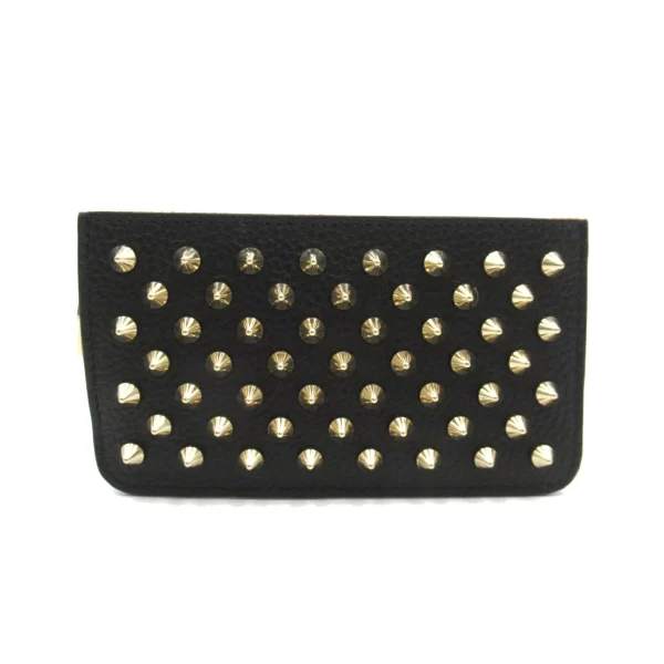 2101217786966 1 Christian Louboutin Coin Case Studded Mens Womens Leather Wallet Black