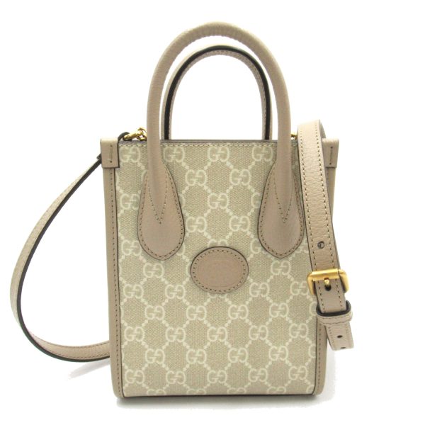 2101217793582 1 Gucci Mini Tote Bag 2way Shoulder Bag PVC Coated Canvas Beige White