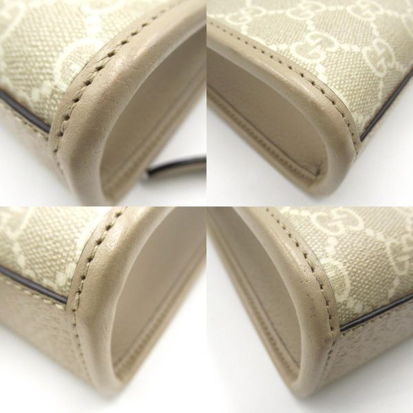 2101217793582 10c Gucci Mini Tote Bag 2way Shoulder Bag PVC Coated Canvas Beige White