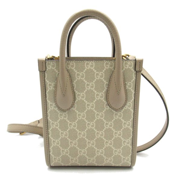 2101217793582 2 Gucci Mini Tote Bag 2way Shoulder Bag PVC Coated Canvas Beige White