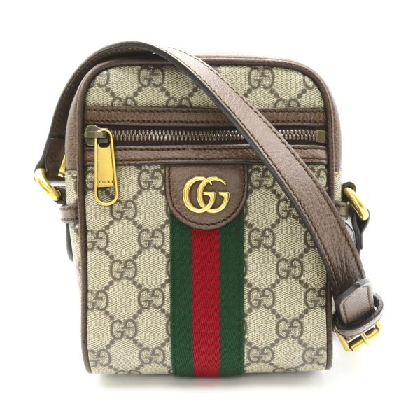 2101217793742 1 Gucci GG Supreme Shoulder Bag PVC Coated Canvas Beige Brown