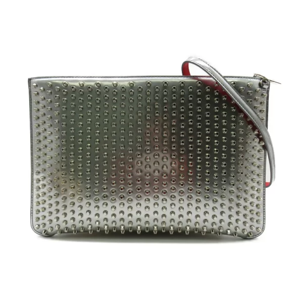 2104102245227 1 Christian Louboutin Clutch Leather Womens Silver Series Shoulder Bag
