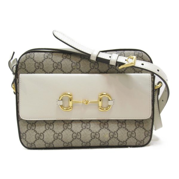 2106800529517 2 Gucci Small Shoulder Bag Leather PVC Coated Canvas White Beige