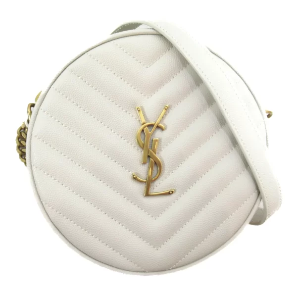 2107400213974 2 SAINT LAURENT Chain Leather Ladies Shoulder Bag White