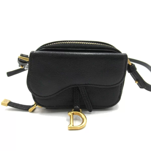 2118800094223 1 Dior Leather Womens Pouch Shoulder Bag Black