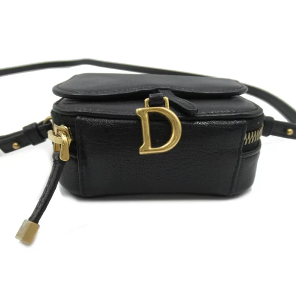 2118800094223 Dior Leather Womens Pouch Shoulder Bag Black