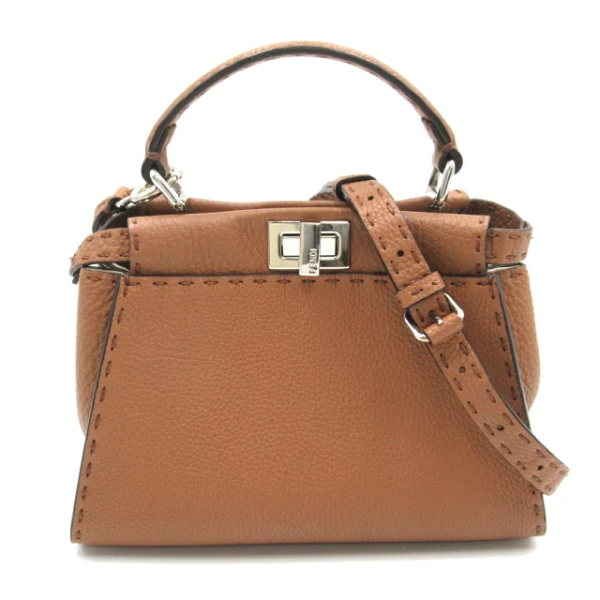 2118800094766 1 Fendi Selleria Mini Peekaboo Leather Two Way Shoulder Bag