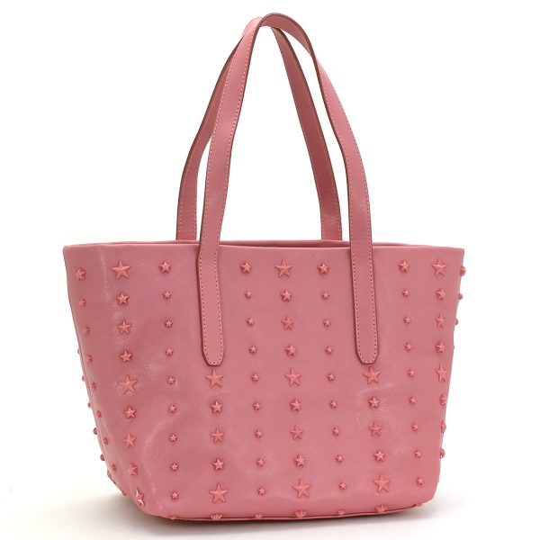 221017 bg3 3 1 Jimmy Choo Tote Bag Star Studded Leather Trapezoid Pink