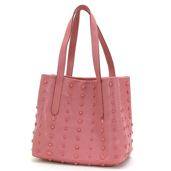 221017 bg3 3 6 Jimmy Choo Tote Bag Star Studded Leather Trapezoid Pink