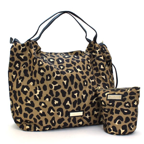 230124 bg2 2 1 Jimmy Choo Tote Bag Eco Bag Womens Brown Leopard Print Nylon Travel