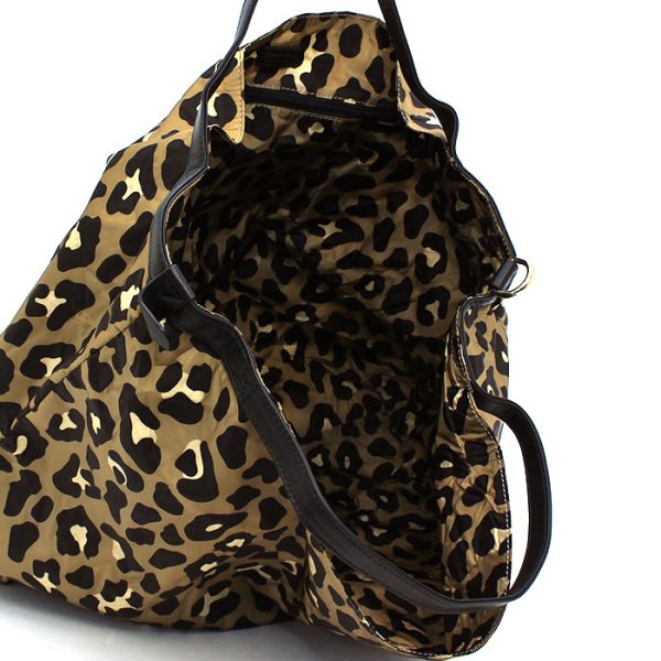 230124 bg2 2 4 Jimmy Choo Tote Bag Eco Bag Womens Brown Leopard Print Nylon Travel