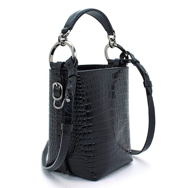 230427 bg2 2 2 Jimmy Choo Handbag Shoulder Bag Bucket Bag Varenne Croco Embossed Leather Glossy Black