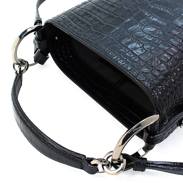 230427 bg2 2 6 Jimmy Choo Handbag Shoulder Bag Bucket Bag Varenne Croco Embossed Leather Glossy Black