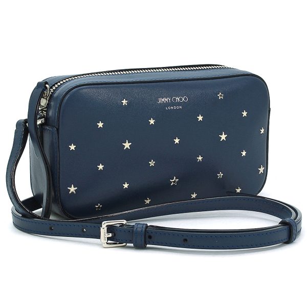 230427 bg2 3 1 Jimmy Choo Shoulder Bag Star Studded Compact Square Minimum Navy Denim Blue