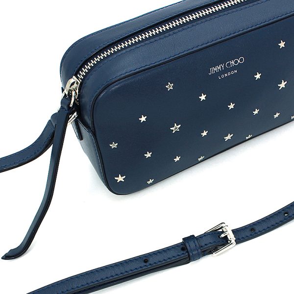 230427 bg2 3 5 Jimmy Choo Shoulder Bag Star Studded Compact Square Minimum Navy Denim Blue