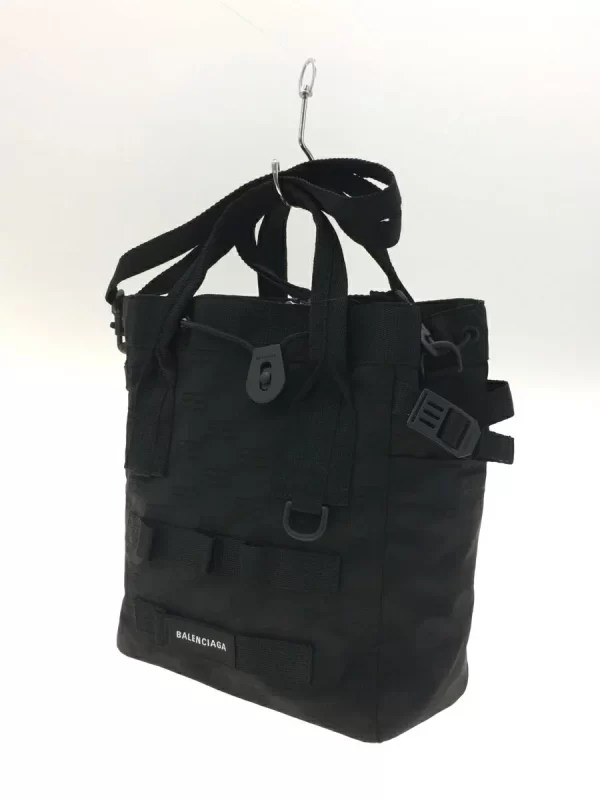 2320321239216 02 BALENCIAGA Army Small Nylon Tote Shoulder Bag Black