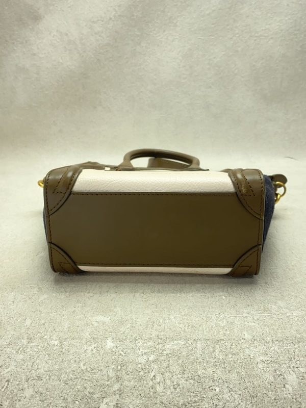 2343561122780 04 Celine Luggage Nano 2way Shoulder Bag Leather Multicolor Beige Brown Navy