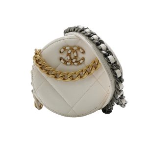 Chanel Chanel 19 Round White Cannage Leather bag