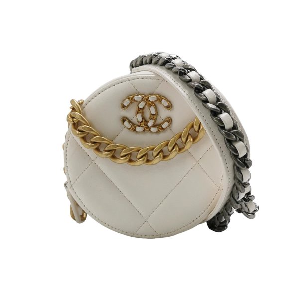 Chanel Chanel 19 Round White Cannage Leather bag