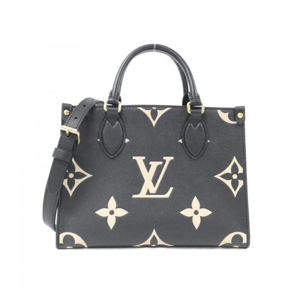 2600059520382 1 b Louis Vuitton Bicolor Monogram Empreinte Onthego PM Bag Black Beige