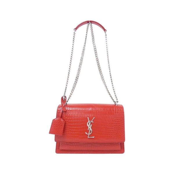 2600065704301 1 b Saint Laurent Sunset Medium Shoulder Bag Red Calf