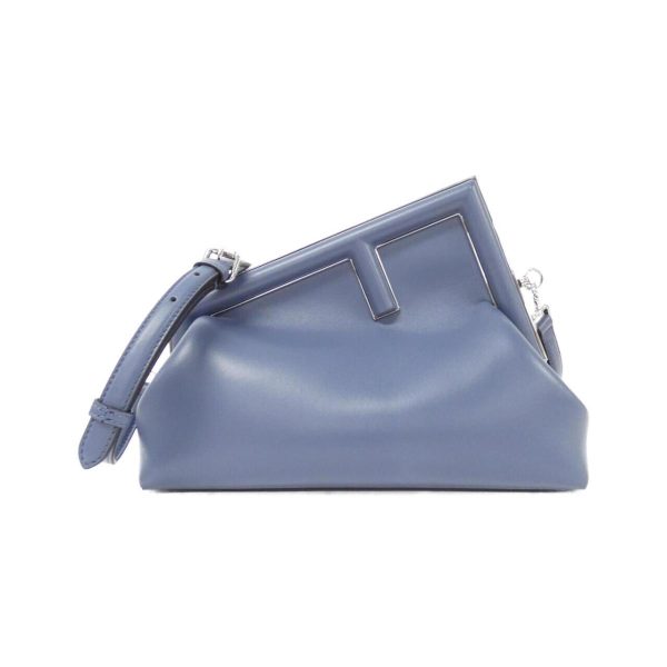 2700037896628 1 b Fendi First Midi Handbag Lambskin Blue Silver Metal Fittings