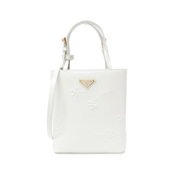 2700038262767 1 b Prada Handbag White Spazzolato Leather Gold Metal Fittings