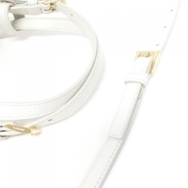 2700038262767 5 b Prada Handbag White Spazzolato Leather Gold Metal Fittings