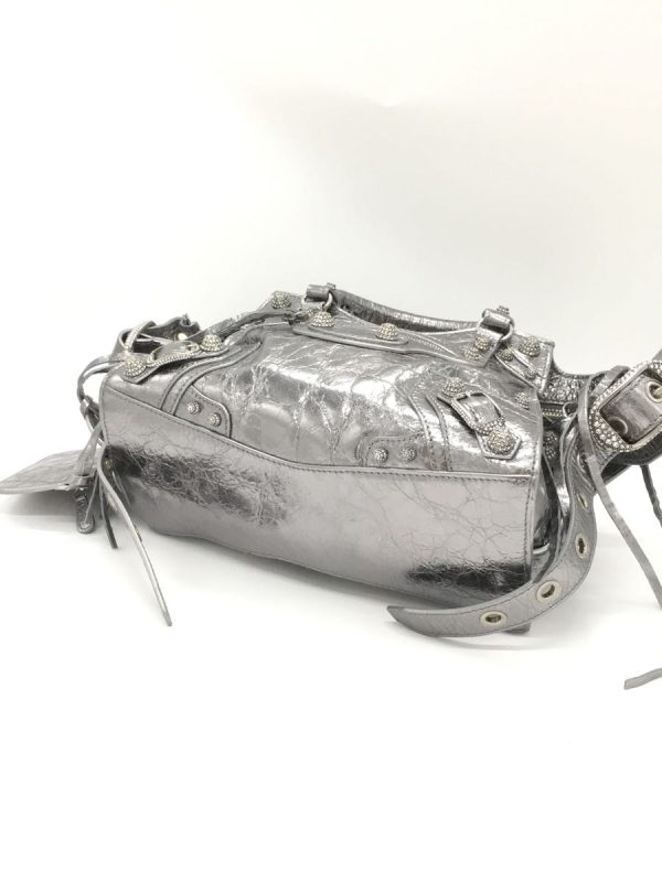 3 Balenciaga Lamb Leather Silver Shoulder Bag