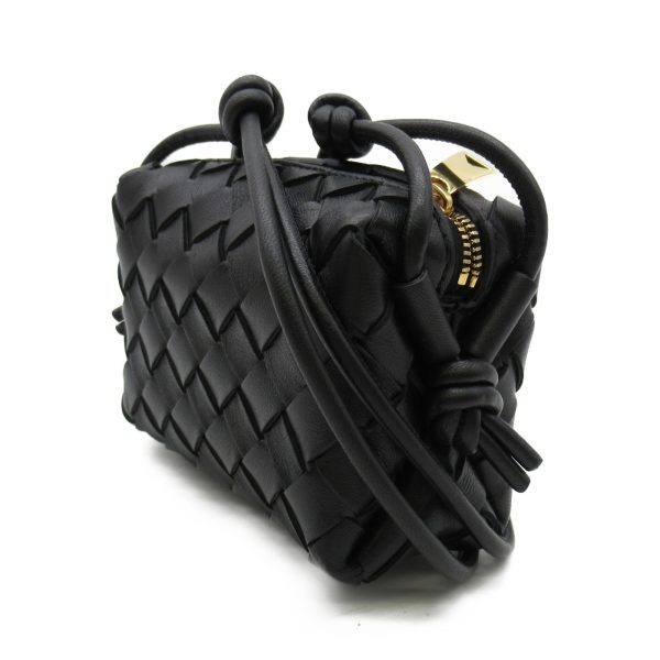 3 Bottega Veneta Camera Bag Shoulder Bag Lambskin Black