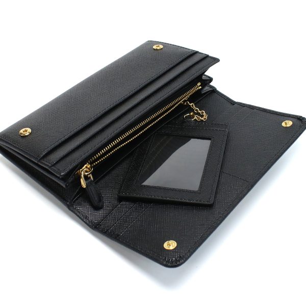 3 Prada Wallet Bifold Long Wallet Coin Purse Nero Black