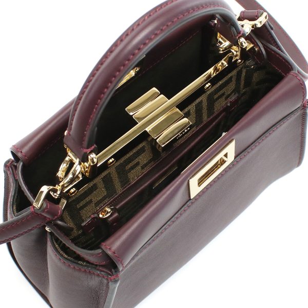 3 Fendi Handbag Peekaboo Leather Bordeaux